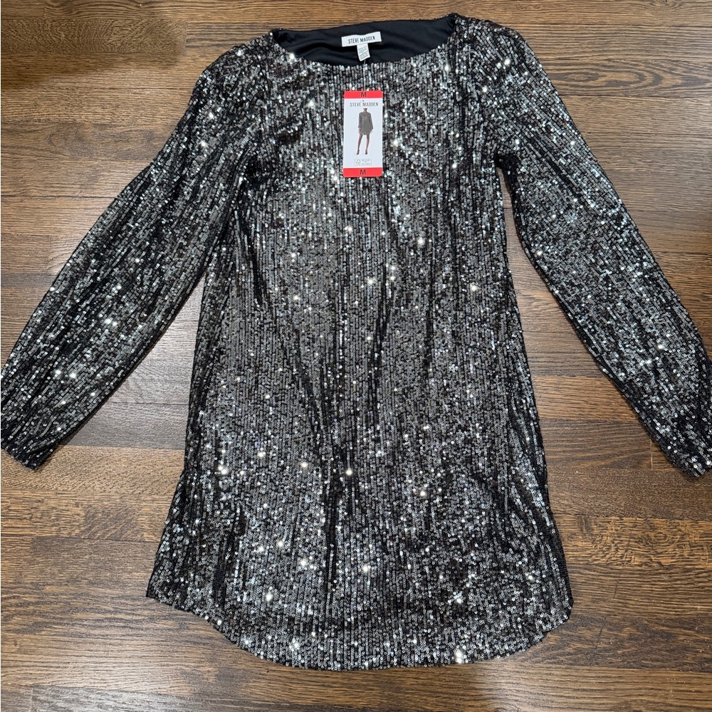 Steve Madden Black Sequin Dress NWT